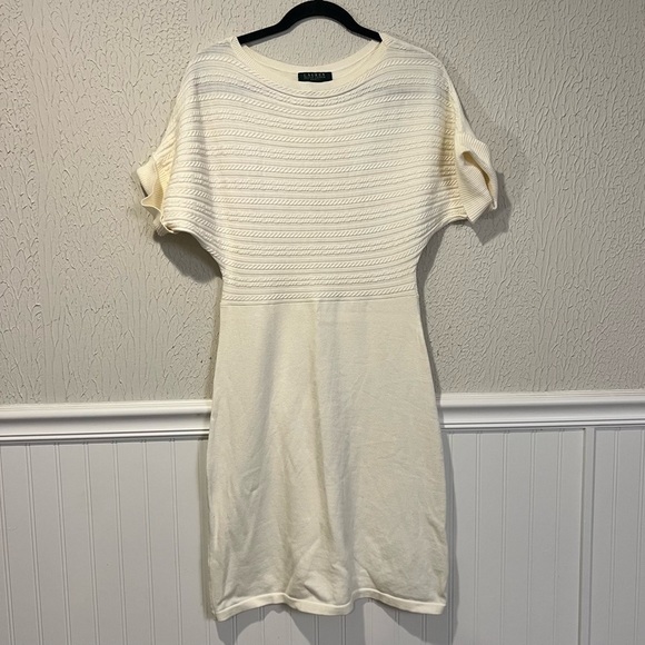 Lauren Ralph Lauren Cream Knit Sweater Short Sleeve Dress size small - Picture 1 of 5